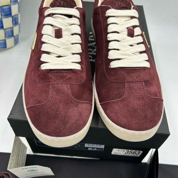 Men's Prada triangle logo suede sneakers size 9 US made in Italy - Picture 1 of 16